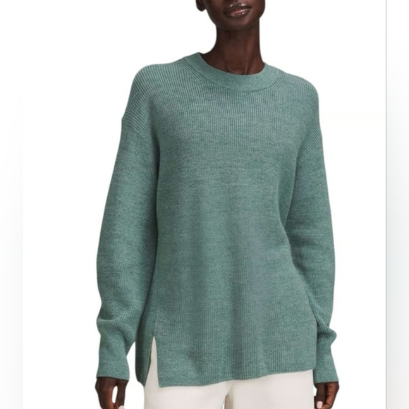lululemon athletica Sweaters - Lululemon Merino Wool Blend Ribbed Crewneck Sweater Tidewater Teal Size 8